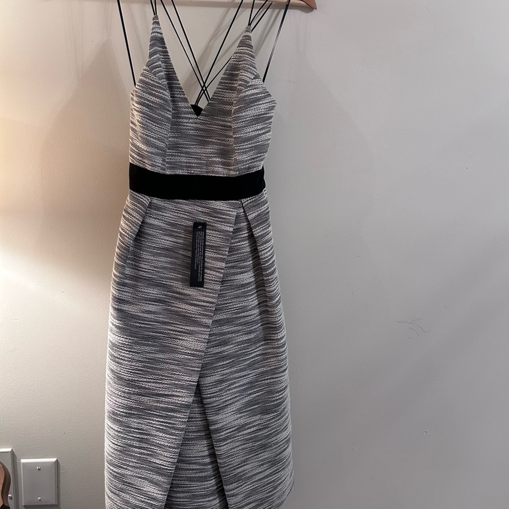 Topshop Black and Gray Strapless Dress